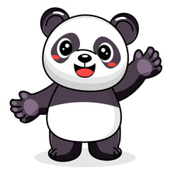 Cute Panda Cartoon Kawaii Sticker. Character Vector Illustration