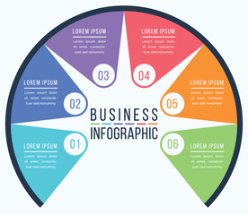 Infographic business design 6 steps, objects, elements or options business information template
