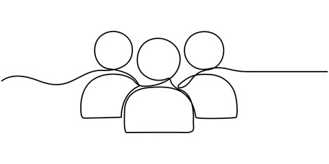 Social Collaboration Continuous Line Editable Stroke Line, Continuous One Line Drawing Teamwork Icons Concept. Single Line Vector Illustration, Civil Society Continuous Line Editable Stroke Icon.