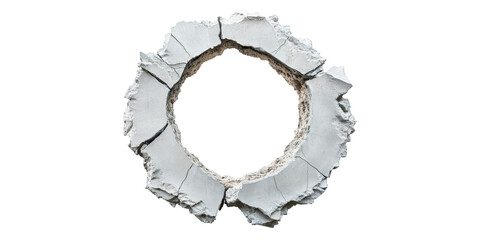 Cement wall hole shaped like circle isolated on transparent background