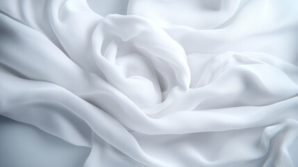 Fototapeta premium Elegant White Silk Fabric Drape Soft Texture Luxury Textile Background