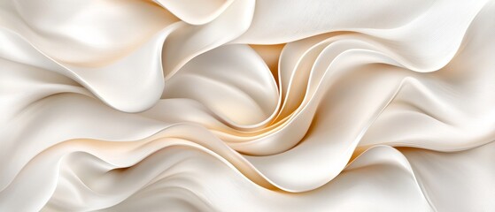Obraz premium Elegant Cream Beige Abstract Fabric Waves Swirling Texture Background