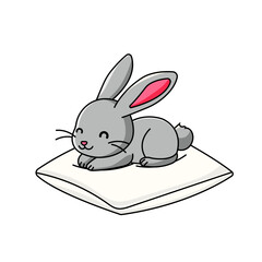 Cute Rabbit Cartoon Kawaii Sticker. Character Vector Illustration