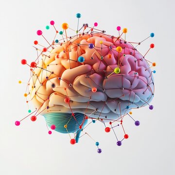 Neuroplastic Brain Rewiring Cognitive Abilities on White Background