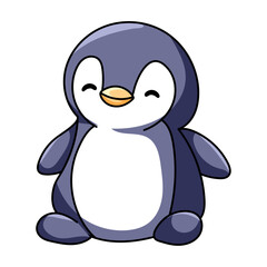 Cute Penguin Cartoon Kawaii Sticker. Character Vector Illustration