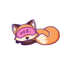 Cute Fox Cartoon Kawaii Sticker. Character Vector Illustration