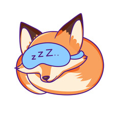Cute Fox Cartoon Kawaii Sticker. Character Vector Illustration