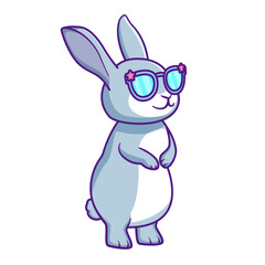 Cute Rabbit Cartoon Kawaii Sticker. Character Vector Illustration