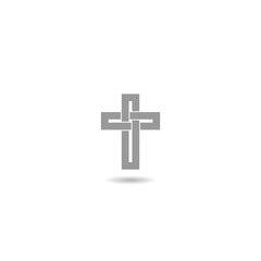 Obraz premium Christian cross icon with shadow