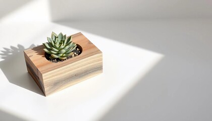 Modern Wooden Succulent Planter Minimalist Home Decor Sunlight