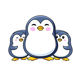 Cute Penguin Cartoon Kawaii Sticker. Character Vector Illustration