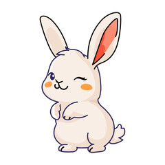 Cute Rabbit Cartoon Kawaii Sticker. Character Vector Illustration