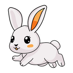 Cute Rabbit Cartoon Kawaii Sticker. Character Vector Illustration