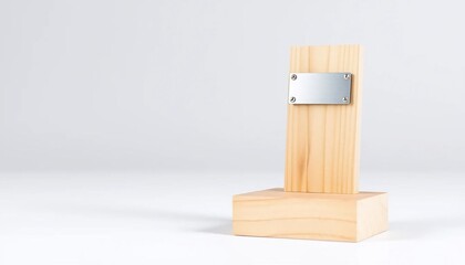 Blank Wooden Award Plaque Customizable Minimalist Light Wood Metal Plate Presentation Stand Display
