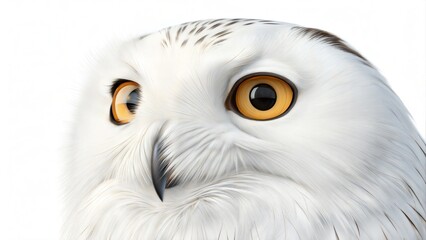 Stunning Close-Up of a White Snowy Owl with Golden Eyes