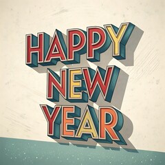 Naklejka premium happy new year typography vintage poster with style
