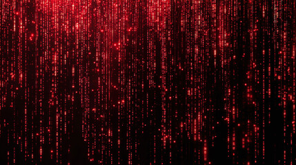 Digital red matrix wall background with numbers and letters. futuristic technology binary code and computer data, virtual internet network program, digit, coding, cyberspace, security pattern.