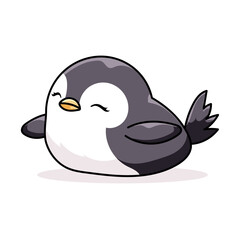 Cute Penguin Cartoon Kawaii Sticker. Character Vector Illustration