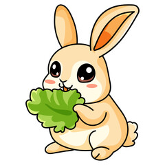 Cute Rabbit Cartoon Kawaii Sticker. Character Vector Illustration