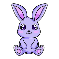 Cute Rabbit Cartoon Kawaii Sticker. Character Vector Illustration