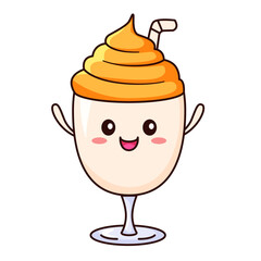 Cute Drink Cartoon Kawaii Sticker. Character Vector Illustration