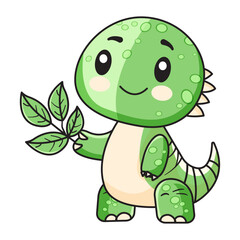 Cute Dinosaur Cartoon Kawaii Sticker. Character Vector Illustration