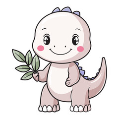 Cute Dinosaur Cartoon Kawaii Sticker. Character Vector Illustration
