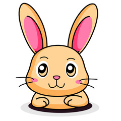 Fototapeta premium Cute Rabbit Cartoon Kawaii Sticker. Character Vector Illustration