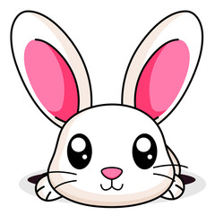 Cute Rabbit Cartoon Kawaii Sticker. Character Vector Illustration