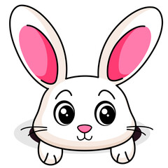 Cute Rabbit Cartoon Kawaii Sticker. Character Vector Illustration