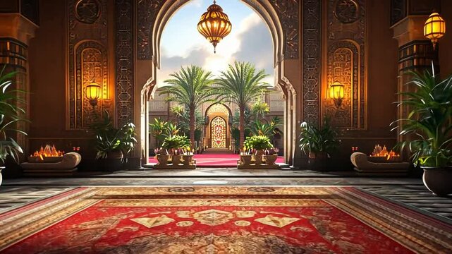 Magnificent Palace Entrance: Intricate Details and Rich Colors