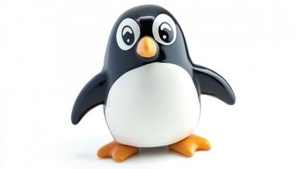 Fototapeta premium Chunky Penguin Waddling Forward on Pure