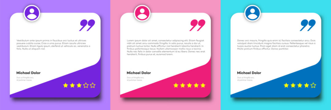 Feedback box set, bubble testimonial banner, quote, infographic. Social media post template vector 10 eps