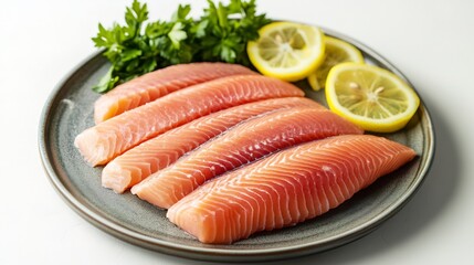 Delicious Raw Salmon Fillet Slices Ready to Cook