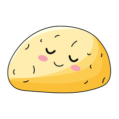 Cute Potato Cartoon Kawaii Sticker. Character Vector Illustration