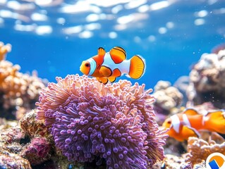 Clownfish swimming upright