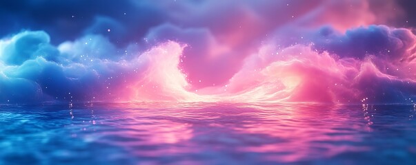 Obraz premium Electric blue blending into intense pink with glowing highlights and smooth transitions.