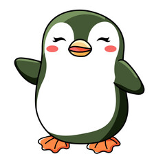 Cute Penguin Cartoon Kawaii Sticker. Character Vector Illustration