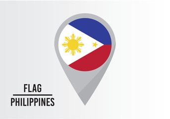 Phılıppınes Flag on Location Pin. vector illustration