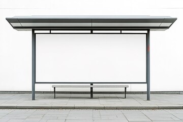 Minimalistic bus stop design featuring clean lines and ample neg