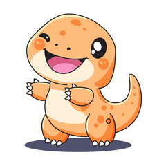 Cute Dinosaur Cartoon Kawaii Sticker. Character Vector Illustration
