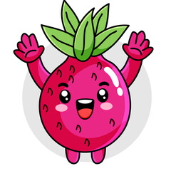 Cute Dragon Fruit Cartoon Kawaii Sticker. Character Vector Illustration