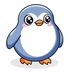 Cute Penguin Cartoon Kawaii Sticker. Character Vector Illustration