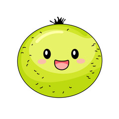 Cute Melon Cartoon Kawaii Sticker. Character Vector Illustration