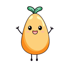 Cute Pear Cartoon Kawaii Sticker. Character Vector Illustration