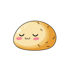 Cute Potato Cartoon Kawaii Sticker. Character Vector Illustration