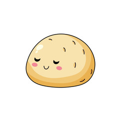 Cute Potato Cartoon Kawaii Sticker. Character Vector Illustration