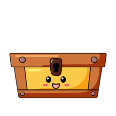 Cute Treasure Chest Cartoon Kawaii Sticker. Character Vector Illustration