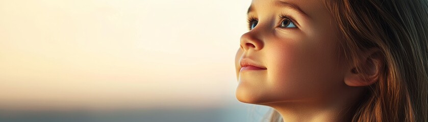 Anticipation and optimism. A young girl gazes thoughtfully into the distance.