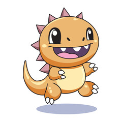 Cute Dinosaur Cartoon Kawaii Sticker. Character Vector Illustration